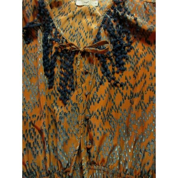 HAZEL DRESS RUST/NAVY/GRAY FRINGE ACCENT SIZE LARGE - Picture 4 of 5